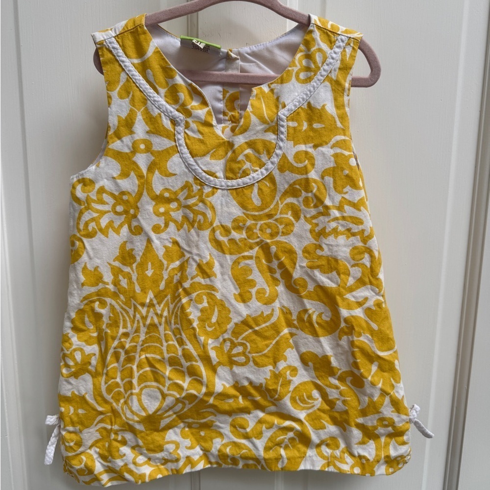 Le’ Za Me Yellow and White Floral Pattern Sleeveless Scoop Neck Dress Sundress